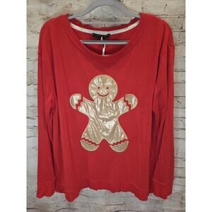 Jane Delaney Christmas Sweater Size Medium Ugly Sweater Gingerbread Man NWT Red